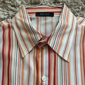 Worn Once Pop Icon Striped Orange and White Men's Shirt